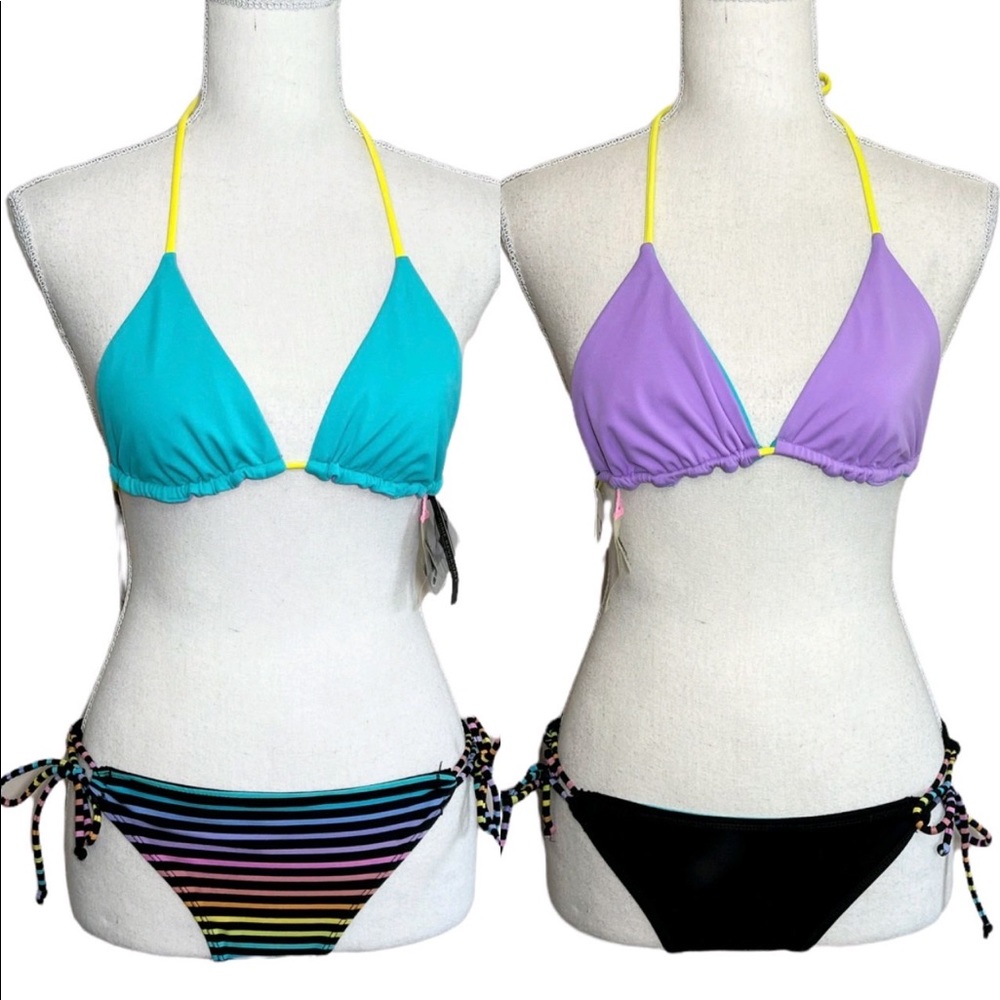 Victoria’s Secret vintage reversible triangle bikini top & Roxy bikini bottoms S
